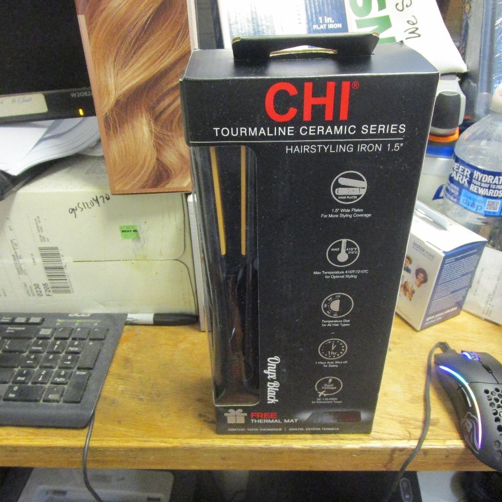CHI Classic Tourmaline Ceramic Hairstyling Iron 1.5" Onyx Black